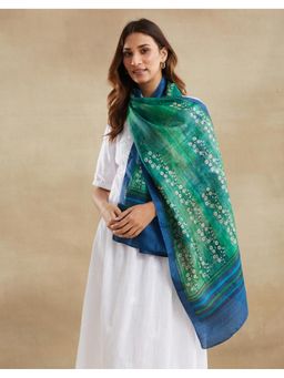 Fabindia - Green Silk Symphony Hand Block Printed Stole