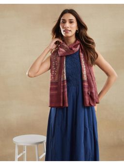 Fabindia - Maroon Silk Symphony Hand Block Printed Stole