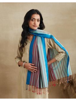 Fabindia - Women Turquoise Silk Stole