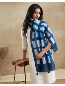 Fabindia - Blue Cotton Silk Tie & Dye Stole