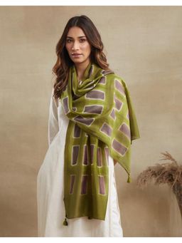 Fabindia - Green Cotton Silk Tie & Dye Stole