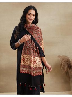 Fabindia - Red Viscose Blend Ajrakh Printed Stole