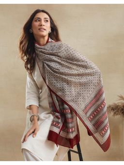 Fabindia - Black Cotton Silk Bagh Printed Stole