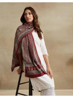 Fabindia - Beige Silk Bagh Printed Stole