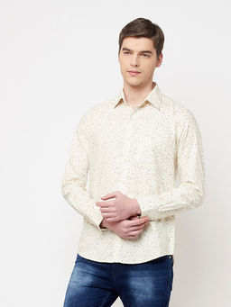 CRIMSOUNE CLUB - Men Cream Floral Shirt