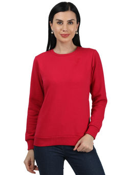 Monte Carlo - Women Pink Cotton Blend Solid Sweatshirt