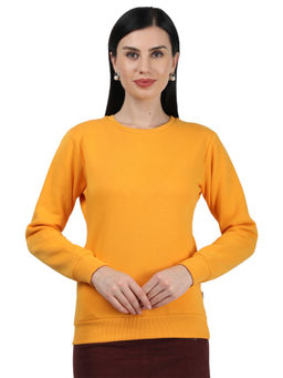 Monte Carlo - Women Mustard Cotton Blend Solid Sweatshirt