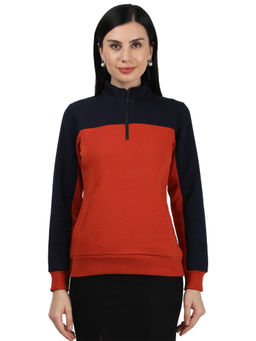 Monte Carlo - Women Navy Blue Cotton Blend Solid Sweatshirt