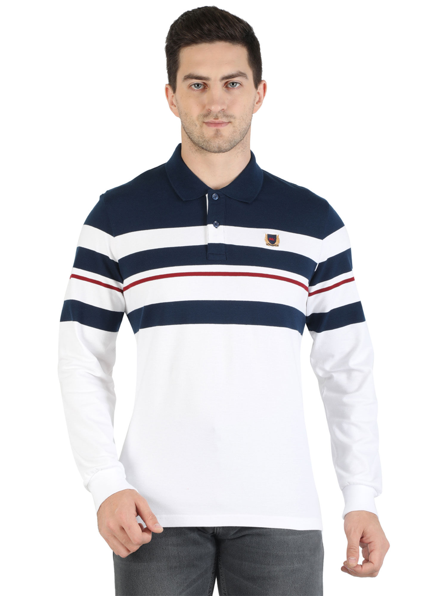 Monte Carlo Men Navy Blue Cotton Blend 