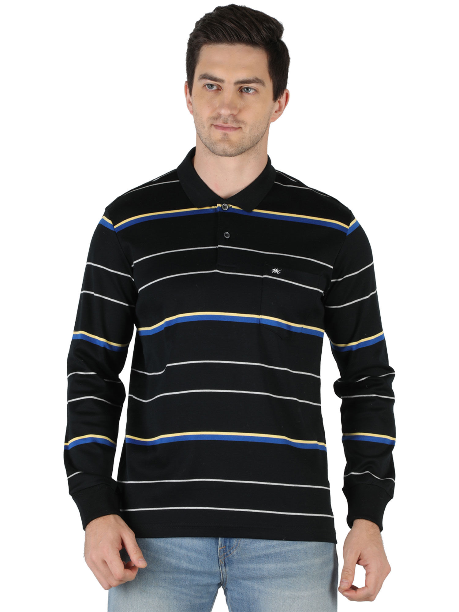 Men Multi Cotton Blend Striped T-Shirt 