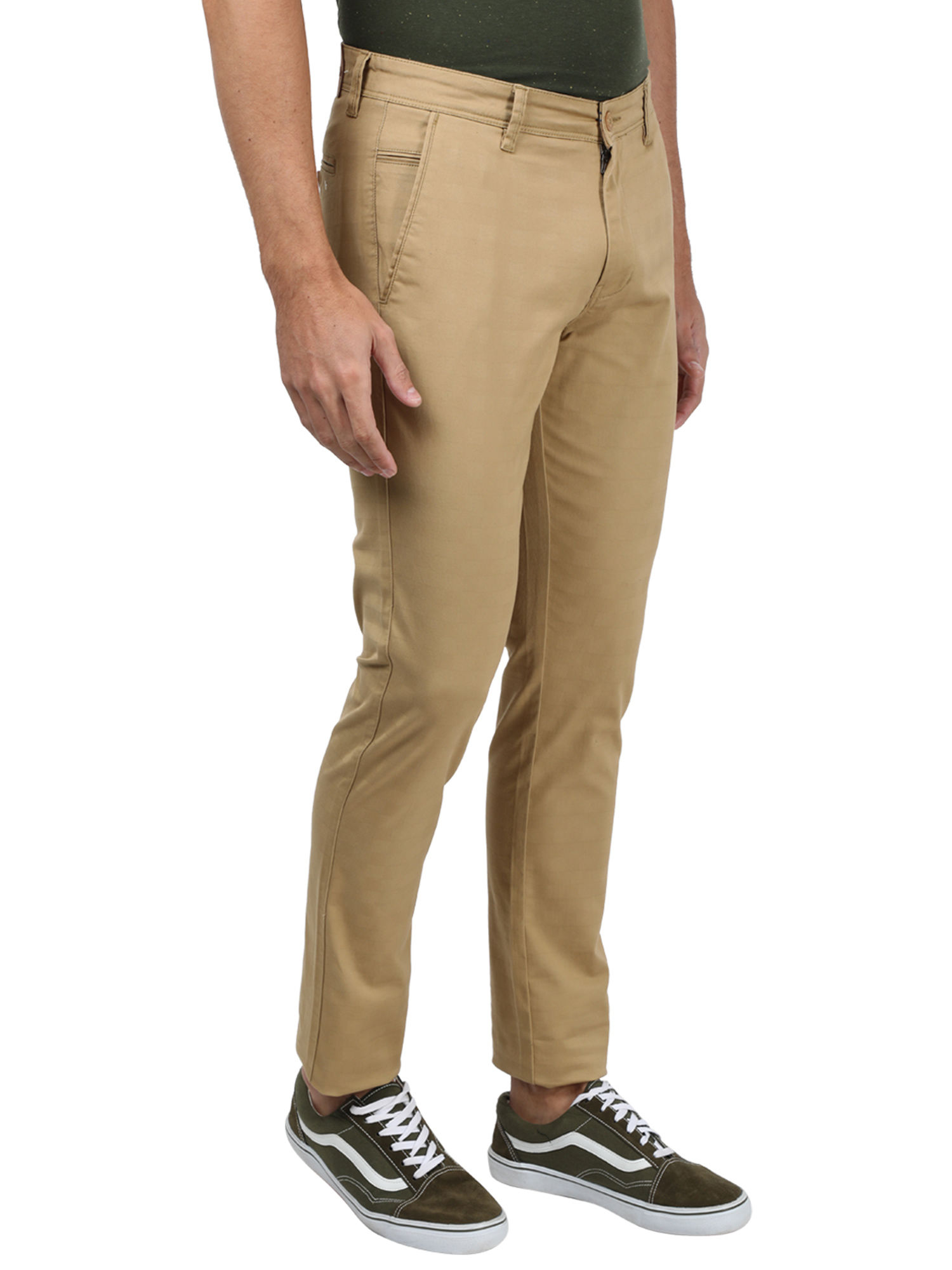 Monte Carlo Beige Checks Trouser Online 