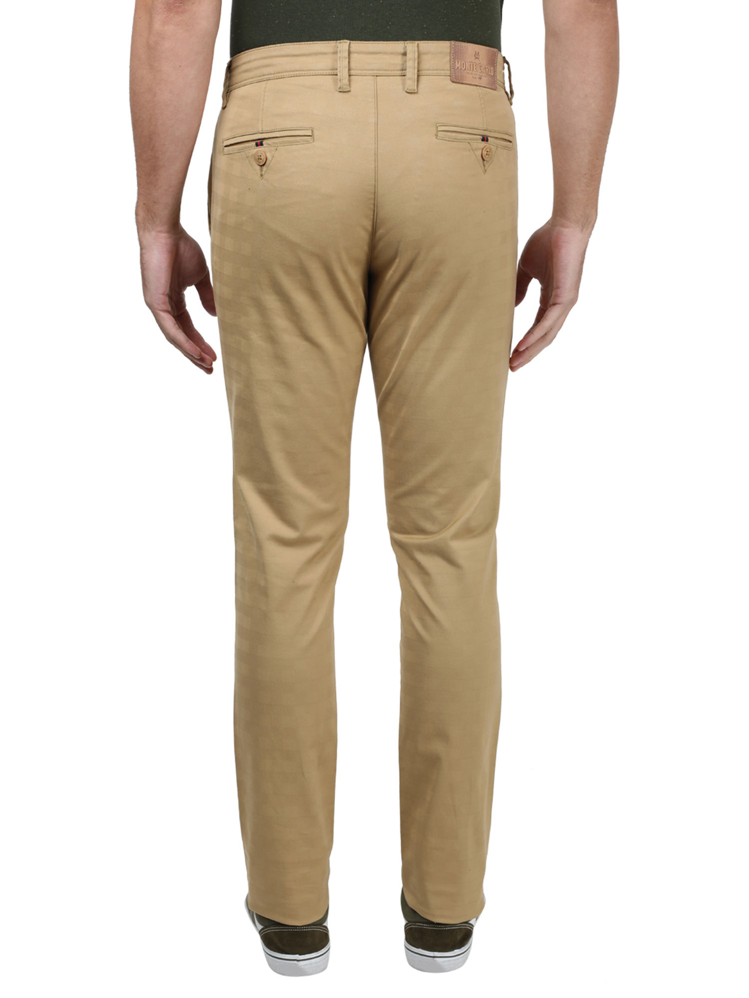 Monte Carlo Beige Checks Trouser Online 