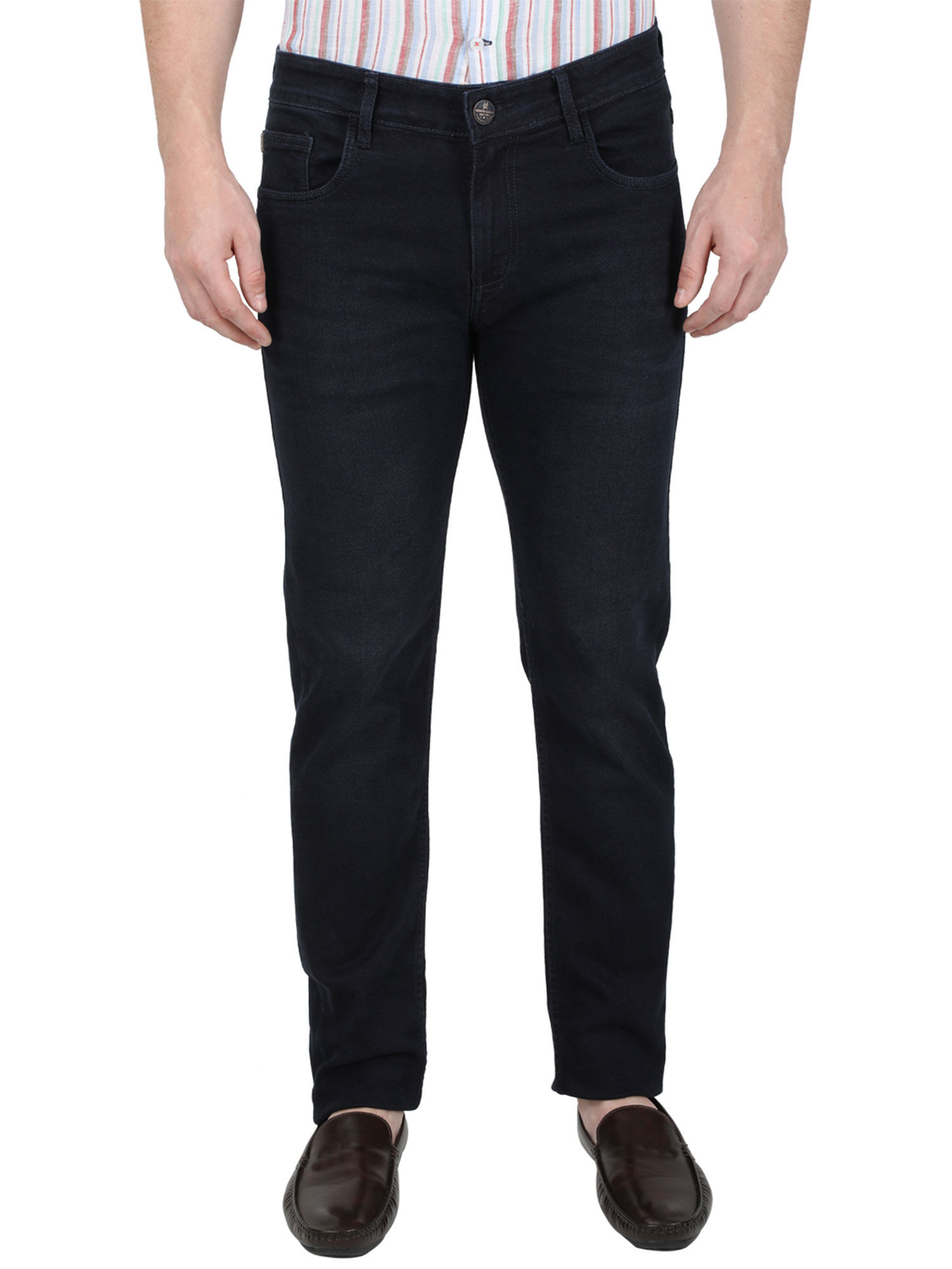 Buy Monte Carlo Blue Cotton Blend Solid 