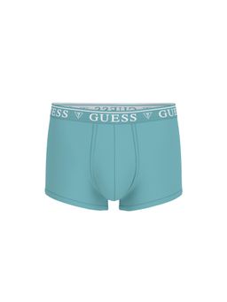 Guess - Teal Cotton Solid Men Trunks