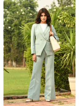 Exude - Dominance Solid Formal Blazer - Cyan