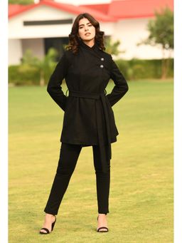 Exude - Spark Suede Leather Medium Wrap Coat - Black (Set of 2)