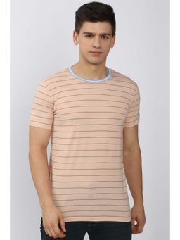Peter England - Men Peach Crew Neck T Shirt