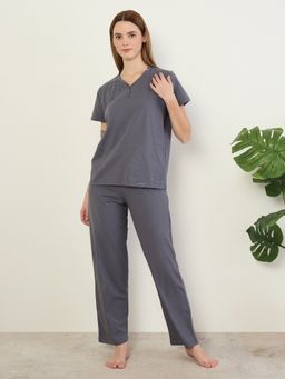 Sweet Dreams - Womens Printed Top And Pyjama Grey