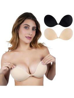 BRACHY - Silicone Adhesive Invisible Sticky Strapless Plunge Bra Multi-Color (Pack of 2)