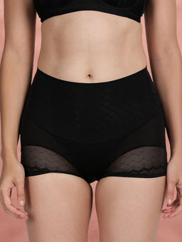 Shyaway - By Shyle Black Beauty Patterned High Waist Panty Shapewear