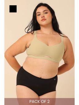 Krvvy - High Rise Seamless Shaping Briefs Black (Pack of 2)