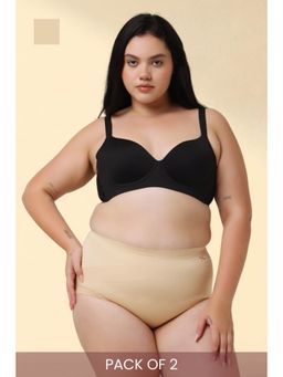 Krvvy - High Rise Seamless Shaping Briefs Beige (Pack of 2)