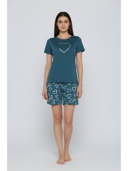 Zivame - Knit Cotton T-Shirt With Shorts - Dragonfly