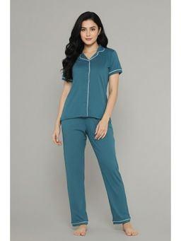 Zivame - Knit Cotton Tencel Shirt And Pyjama- Dragonfly