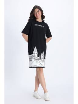 Zivame - Harry Potter Knit Cotton Loungewear Dress - Black Beauty