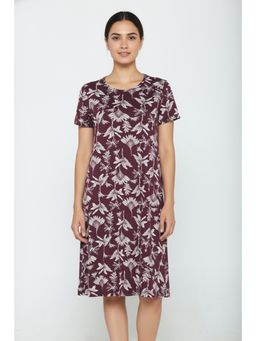 Zivame - Farm Lore Knit Cotton Knee Length Nightdress - Fig Purple
