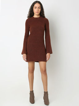 VERO MODA - Brown Knitted Mini Dress