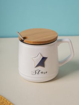 Voncasa - Mug With Lid & Spoon White