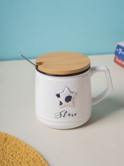 Voncasa - Mug With Lid & Spoon White