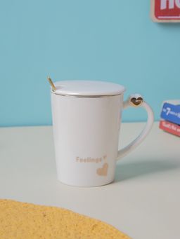 Voncasa - Coffee Mug With Lid - 380 Ml White