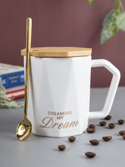 Voncasa - Mug With Lid & Spoon White