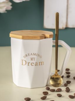 Voncasa - Mug With Lid & Spoon White