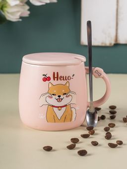 Voncasa - Mug With Lid & Spoon Pink -Gen