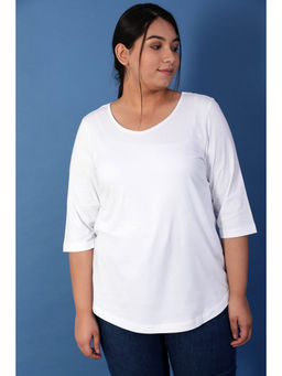 Amydus - Plus Size Women White T-Shirt