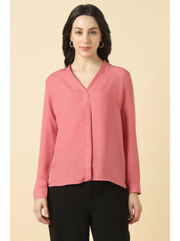 Allen Solly - Women Pink Solid Long Sleeves Shirt