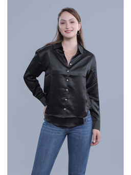 French Theory - Black Oversized Satin Shirt