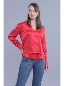 French Theory - Red Oversized Satin Shirt
