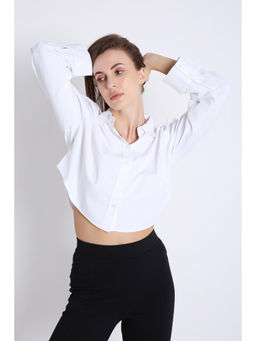 French Theory - White Boxy Fit Crop Shirt