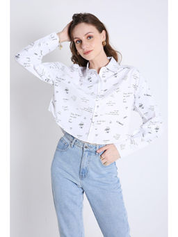 French Theory - White Boxy Fit Crop Shirt
