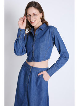French Theory - Blue Denim Crop Shirt