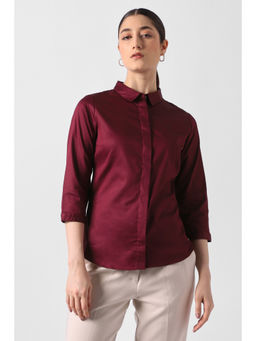 Van Heusen - Women Maroon Solid Formal Shirt