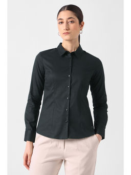 Van Heusen - Women Black Solid Long Sleeves Formal Shirt