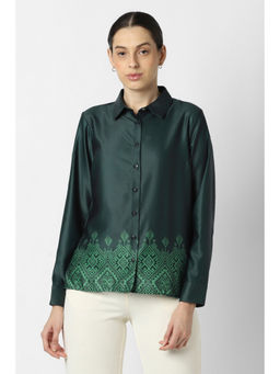 Van Heusen - Women Green Print Long Sleeves Formal Shirt