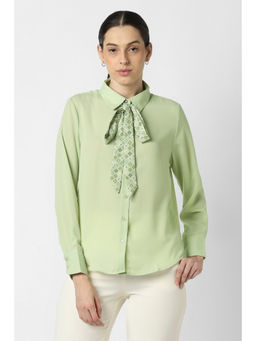 Van Heusen - Women Green Solid Long Sleeves Formal Shirt