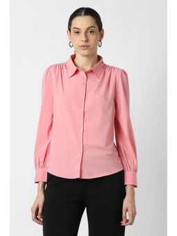Van Heusen - Women Pink Solid Long Sleeves Formal Shirt