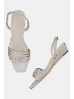 W - Silver Solid Square Toe Sandals